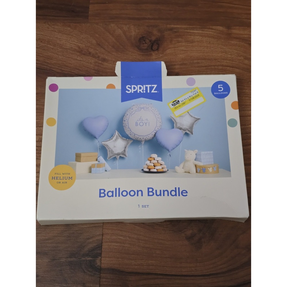 Spritz It's A Boy Foil Balloon Bundle 5 Pcs Baby Shower Blue Silver Set